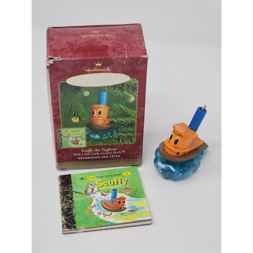 2000 Hallmark Keepsake‎ Scuffy The Tugboat With Little Golden Book Ornament